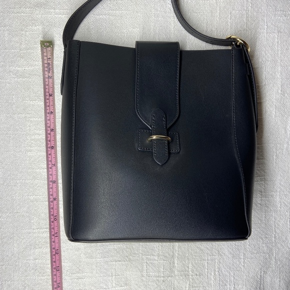Banana Republic Black Leather Bucket Bag Purse with Red Interior - Picture 13 of 15